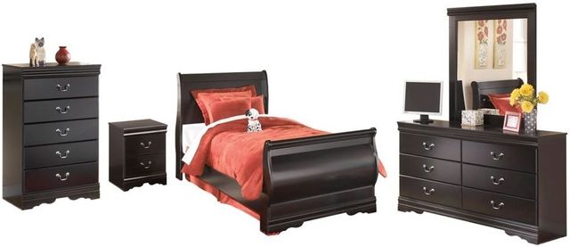 Signature Design by Ashley® Huey Vineyard 5-Piece Black Twin Sleigh Bed ...