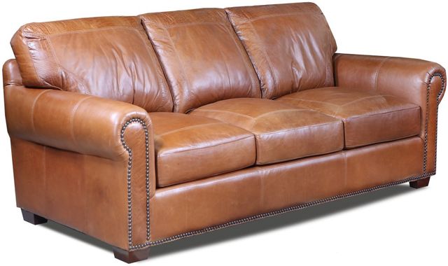 USA Premium Leather Furniture 4955 Saddle Glove All Leather Sofa-0