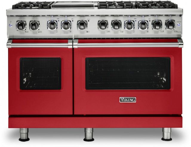 Viking® 5 Series 48" San Marzano Red Pro Style Dual Fuel Natural Gas Range with 12" Griddle