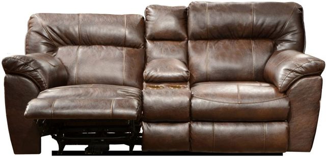 Catnapper® Nolan Godiva Reclining Extra Wide Console Loveseat with Storage and Cupholders 2