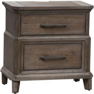 Liberty Artisan Prairie Gray Dusty Wax Nightstand With Charging Station