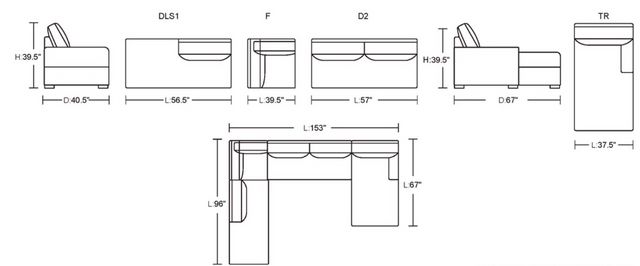 Manwah Dove 4pc His and Hers Sectional | Big Sandy Superstore ...