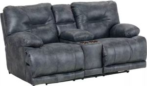 Catnapper® Voyager Slate Reclining Lay Flat Console Loveseat with Storage and Cupholders