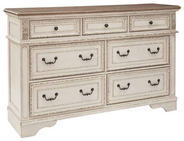 Signature Design by Ashley® Realyn Antiqued Two Tone Dresser And Mirror Set 1
