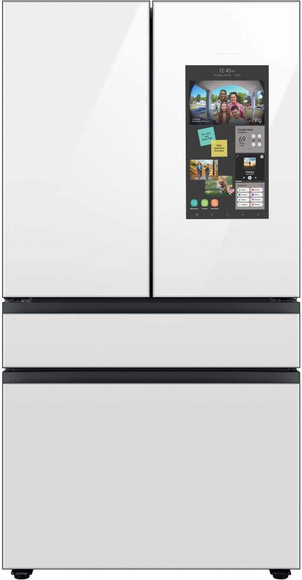 Samsung Bespoke 29 Cu. Ft. Custom Panel Ready/White Glass French Door Refrigerator with Family Hub™