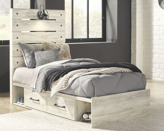 Signature Design by Ashley® Cambeck Whitewash Queen Panel Bed with 4 Drawers 19