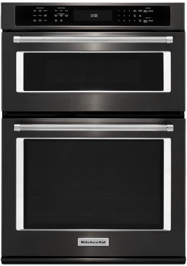 KitchenAid® 30" Black Stainless Steel with PrintShield™ Finish Electric Built In Oven/Microwave Combo-0