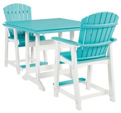 Signature Design by Ashley® Eisely 3-Piece Turquoise/White Outdoor Counter Height Dining Set