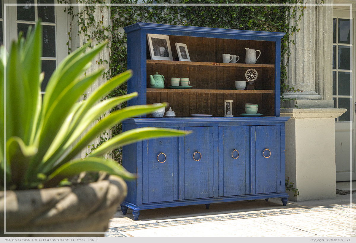 blue dining hutch