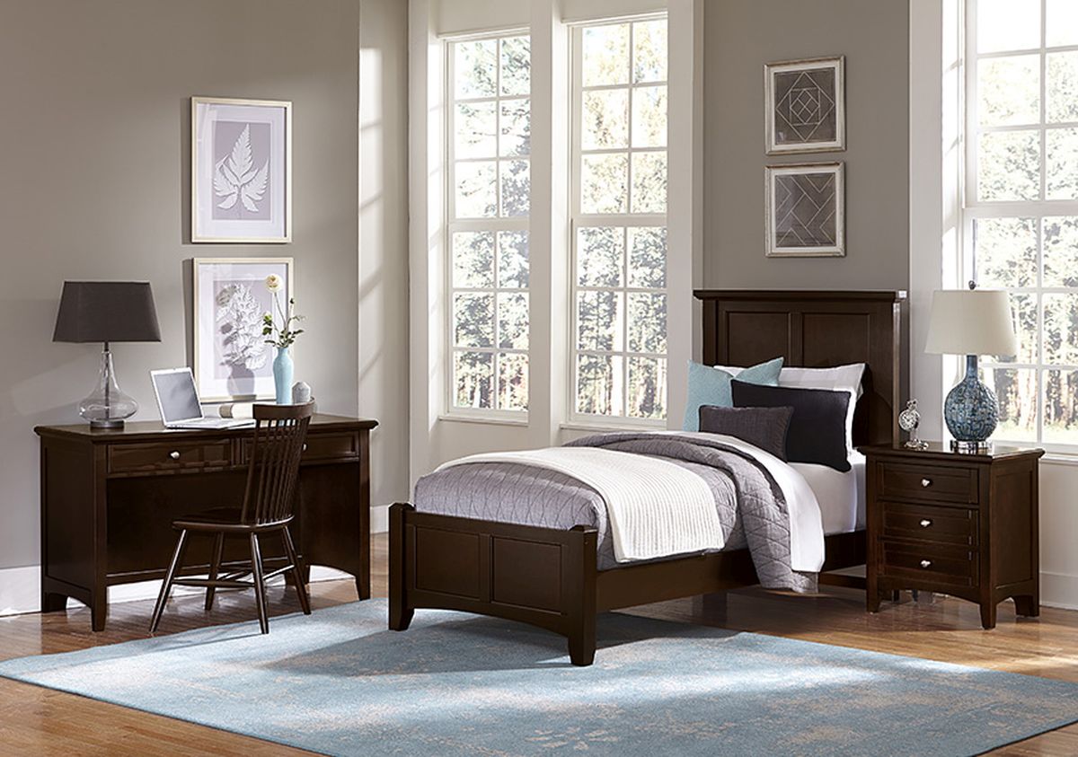 Vaughan-Bassett Bonanza Merlot Twin Mansion Bed | Van's Home Center