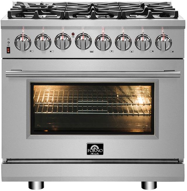 FORNO® Alta Qualita 36" Stainless Steel Pro Style Dual Fuel Natural Gas Range-0