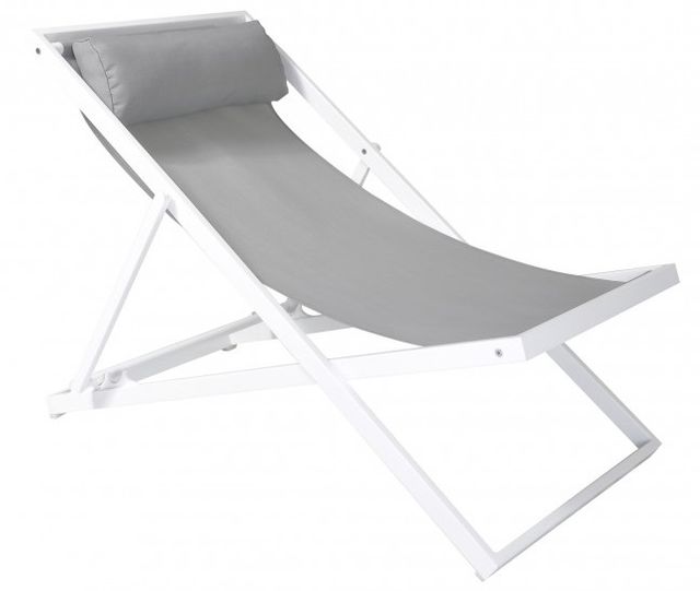 Armen Living Wave White Powder Outdoor Patio Deck Chair