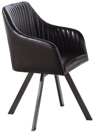 Coaster® Black/Gunmetal Tufted Sloped Arm Swivel Dining Chair
