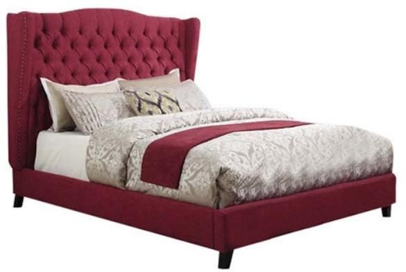 ACME Furniture Faye Red Linen Eastern King Bed
