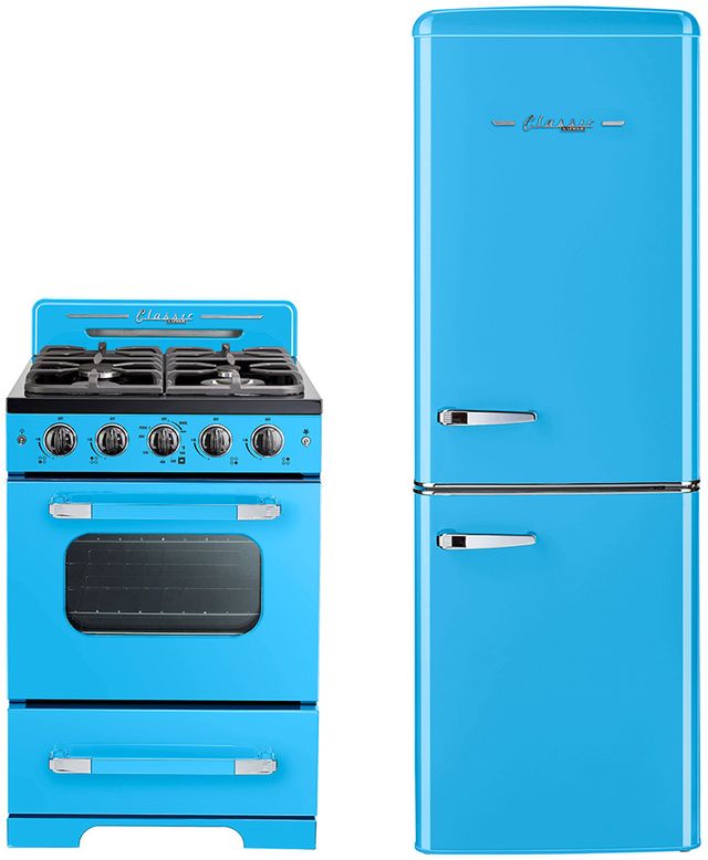 Unique® Appliances Classic Retro 7.0 Cu. Ft. Robin Egg Blue Counter Depth Freestanding Bottom Freezer Refrigerator 9
