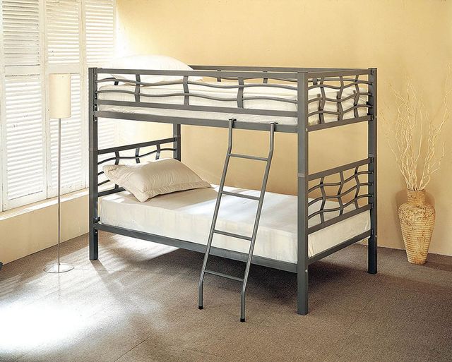 Coaster® Fairfax Light Gunmetal Twin/Twin Bunk Bed With Ladder 1
