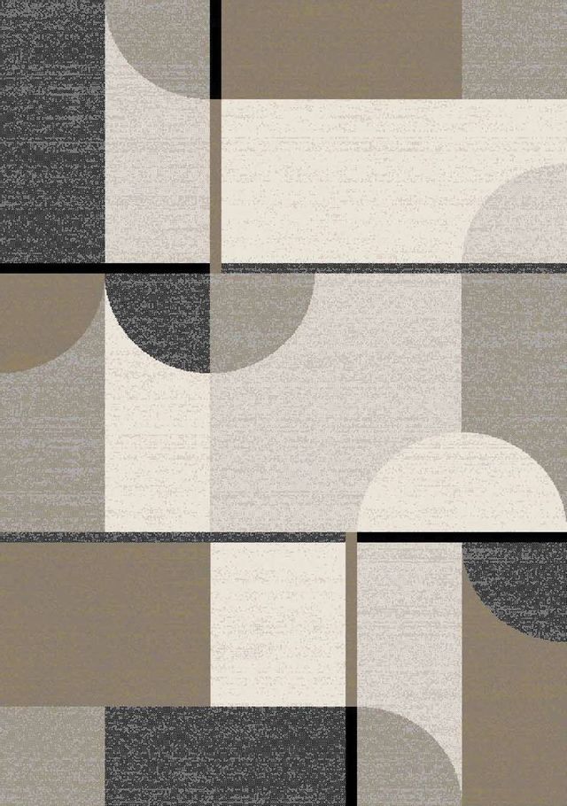 Kalora Interiors Breeze Cream Brown Grey Geometric Shapes 7'10 x 10'6 Rug
