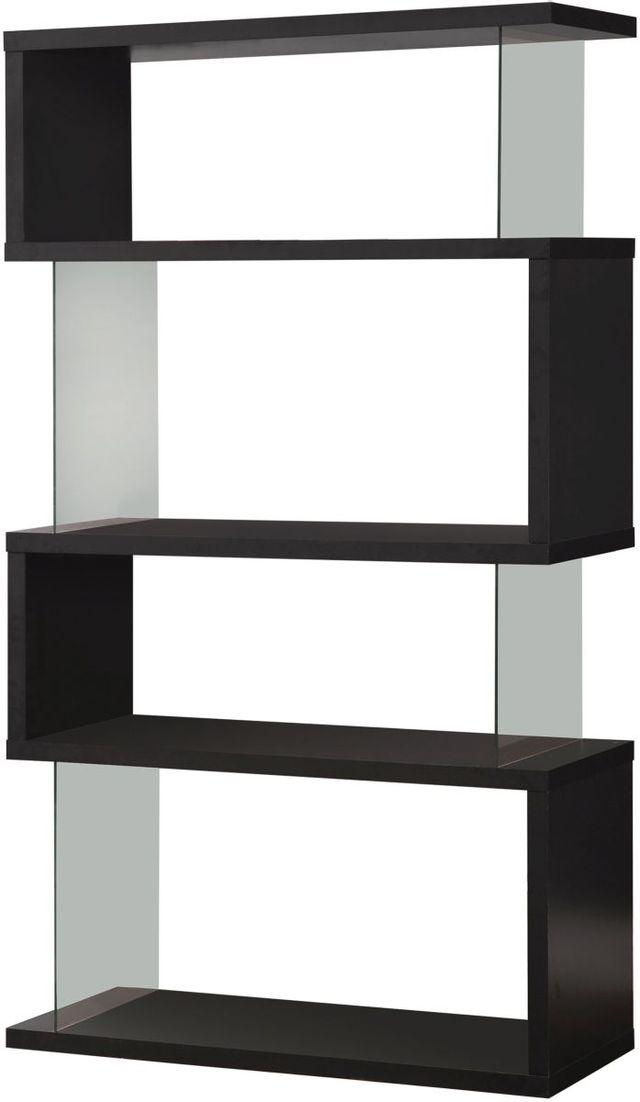 Coaster® Asymmetrical Black/Clear 4-Tier Bookcase
