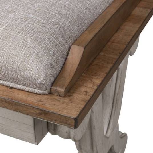 Liberty Farmhouse Reimagined Antique White & Chestnut Bed Bench 5