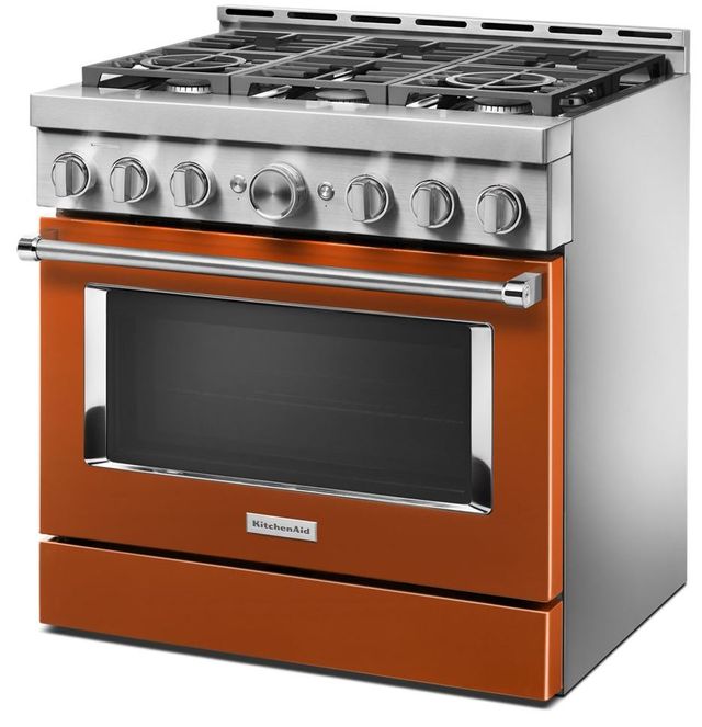 KitchenAid® 36" Scorched Orange Smart Commercial-Style Gas Range 2