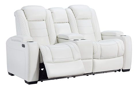 Signature Design by Ashley® Party Time White Power Reclining Loveseat 5