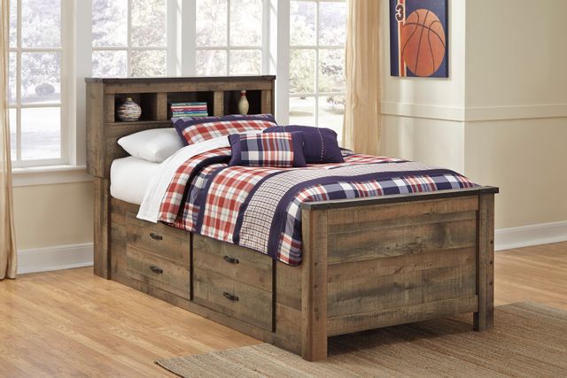 Signature Design by Ashley® Trinell Rustic Brown Twin Bookcase Bed with 2 Storage Drawers-1