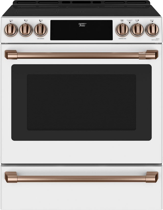 Café™ Brushed Copper Front Control Induction Knobs and Handle Kit 3