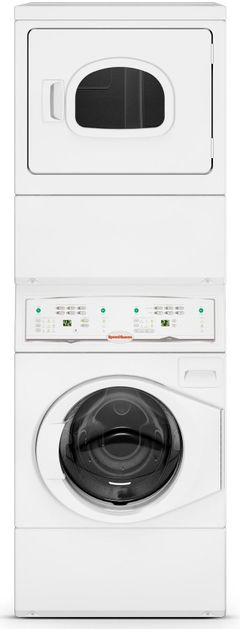 Speed Queen® Commercial 26.88" White Gas Stack Washer/Dryer-LTGE5ASP115TW01