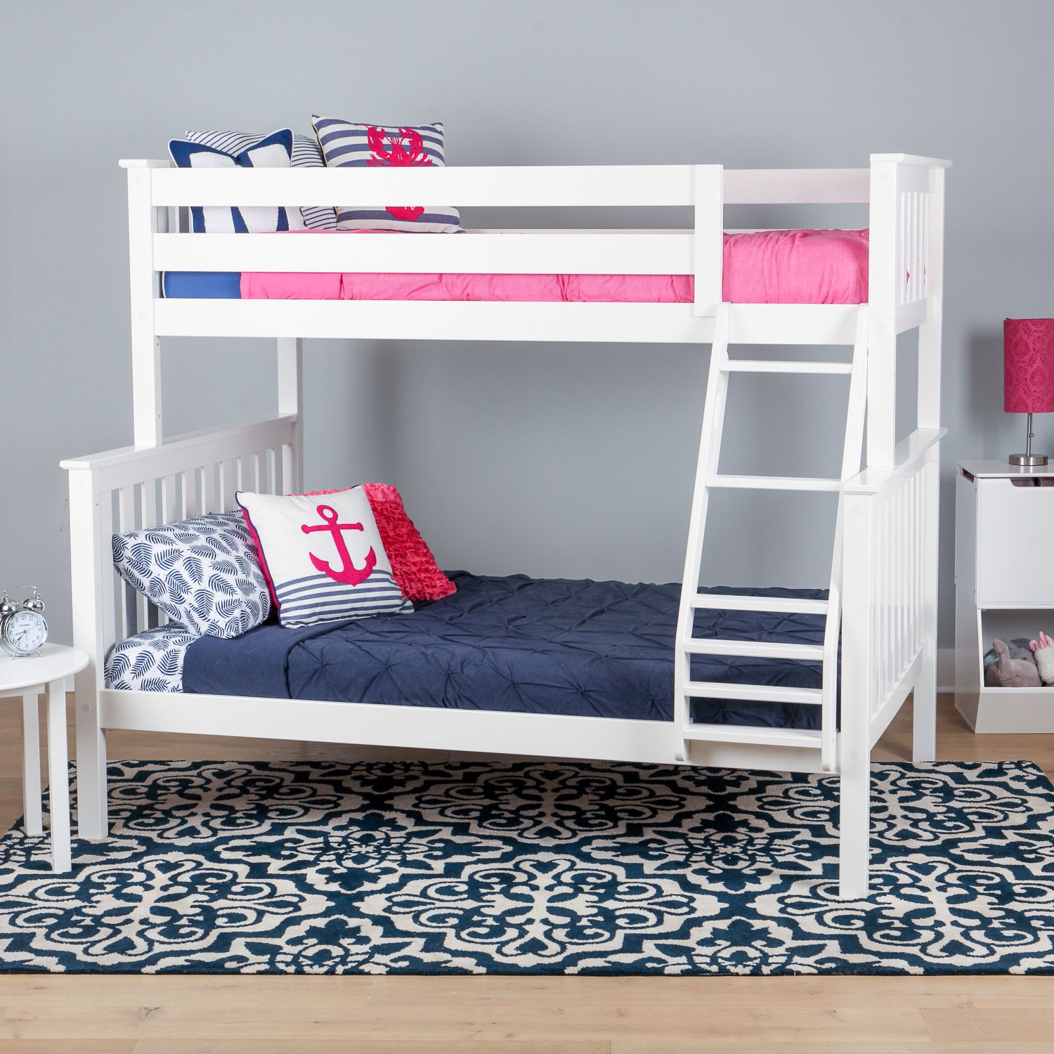 M3 Furniture White Twin/Full Bunk Bed