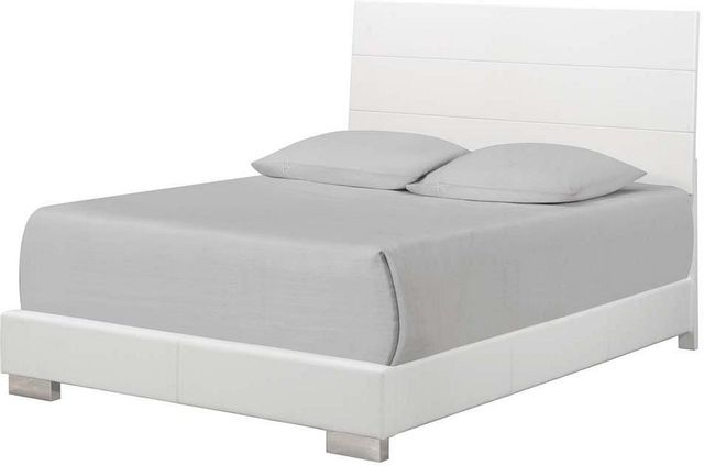 Coaster® Felicity Glossy White Eastern King Bed 0
