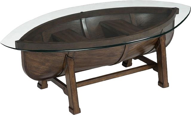 Magnussen Home® Beaufort Clear Glass/Dark Oak Oval Cocktail Table-0
