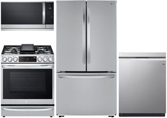 LG 4-piece French Door Refrigerator and Front Control Range Kitchen Package (G)-0