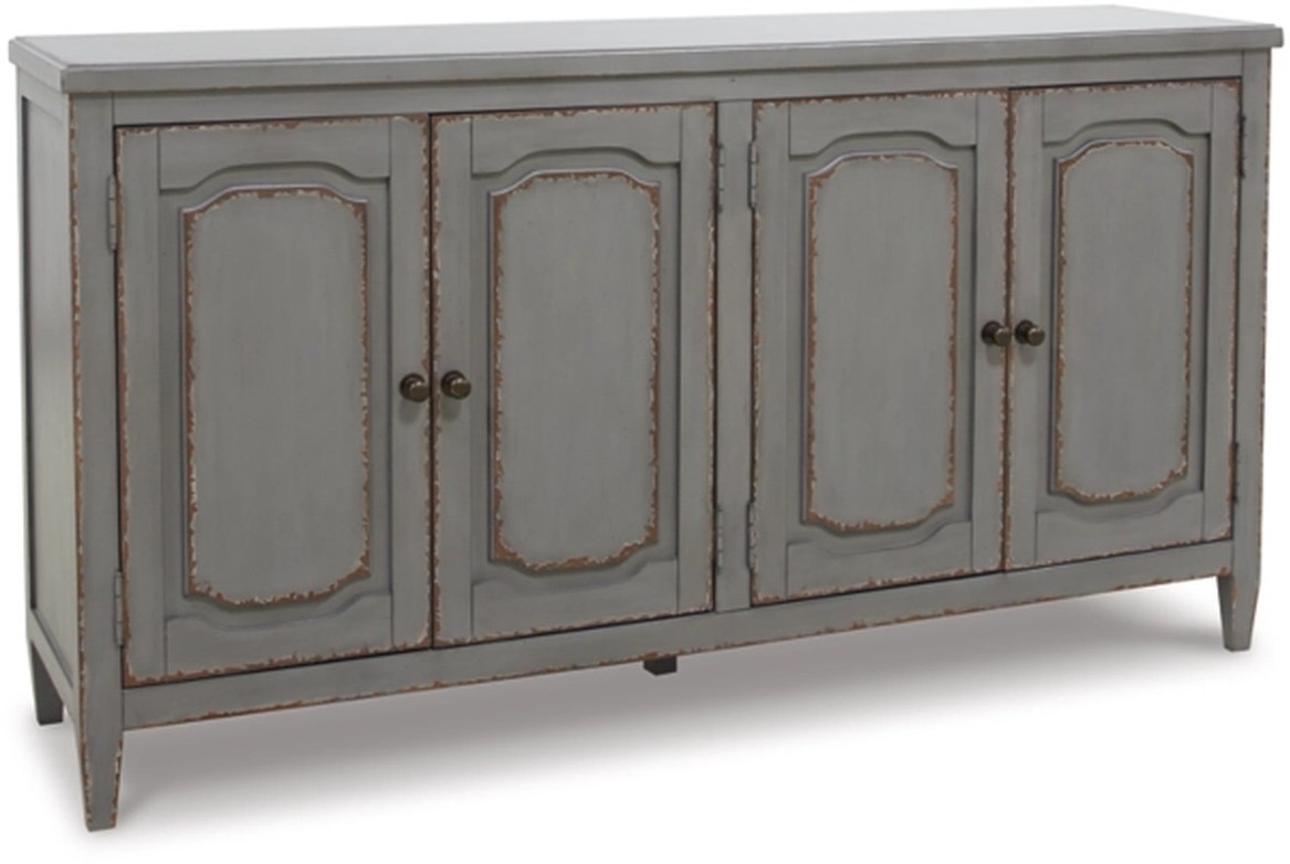 Grey shop accent cabinet