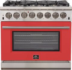 FORNO® Capriasca 36" Red Pro Style Dual Fuel Range