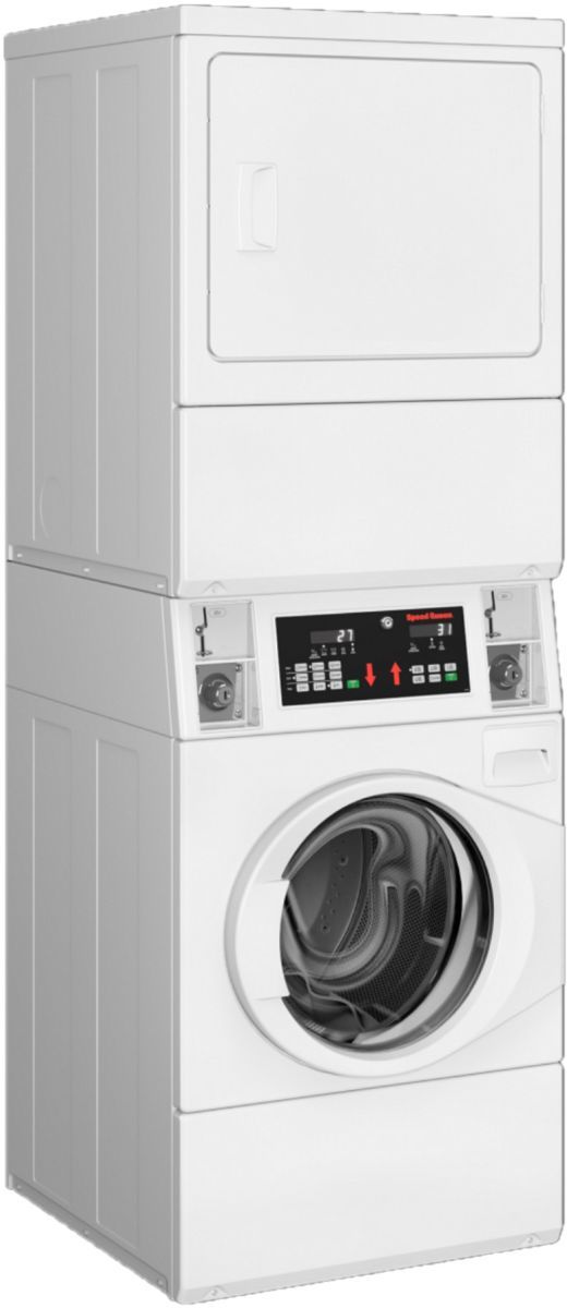 Speed Queen® Commercial 3.42 Cu. Ft. Washer, 7.0 Cu. Ft. Dryer White Electric Stack Laundry 1
