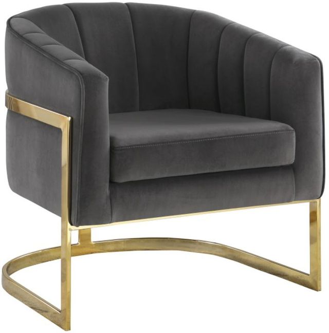 Coaster® Dark Grey/Gold Tufted Barrel Accent Chair