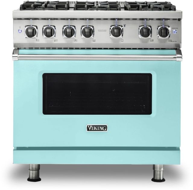 Viking® 5 Series 36" Bywater Blue Pro Style Natural Gas Range 0