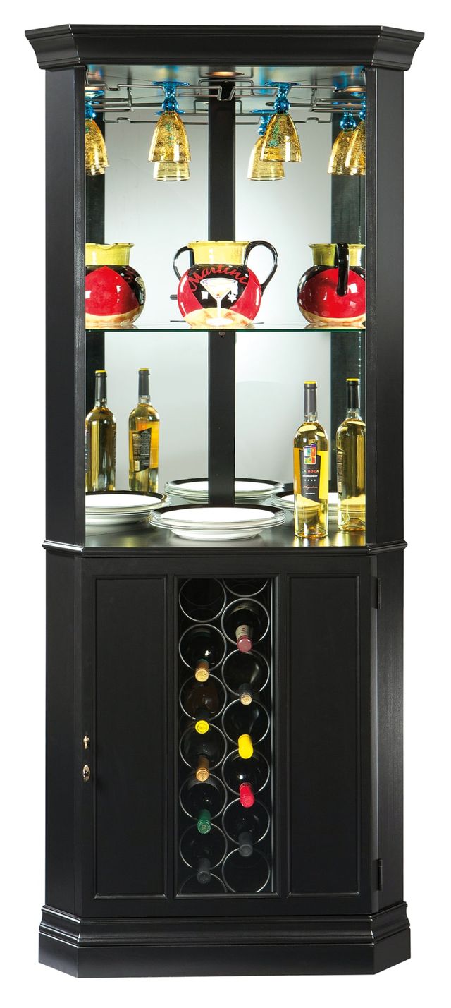 Howard Miller® Piedmont VII Black Corner Wine & Bar Cabinet