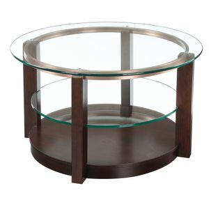 Elements International Elsa Glass Top Coffee Table with Espresso Base