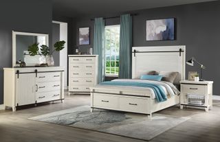 Holland House Furniture 3pc Montana White Queen Panel Storage Bedroom Set P47261970