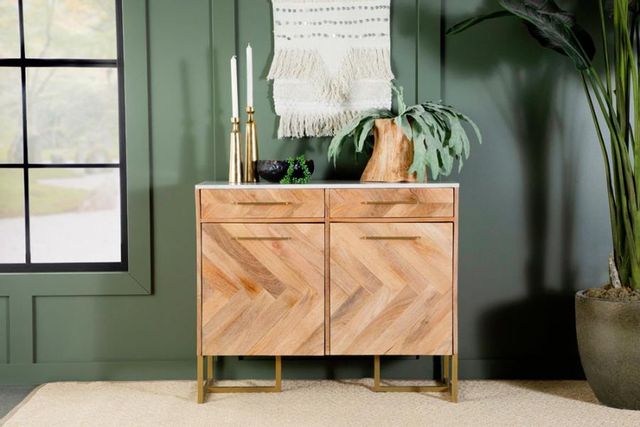 Coaster® Natural/Antique Gold Accent Cabinet 2