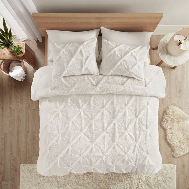 True North by Sleep Philosophy Addison King Ivory Pintuck Sherpa Down Alternative Comforter Set