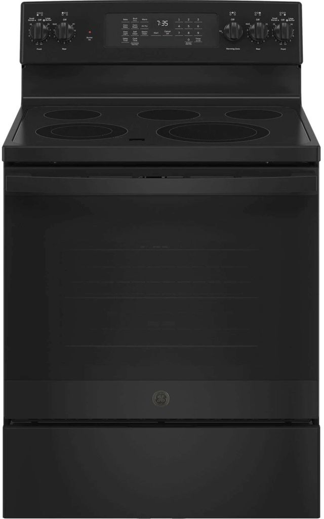 GE® 30" Black Free Standing Electric Convection Range-0