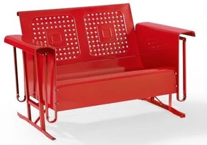 Crosley Furniture® Bates Bright Red Gloss Outdoor Metal Loveseat Glider