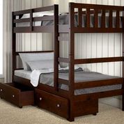 Donco Trading Company Twin Over Twin Bunk Bed With Dual Under Bed Drawers