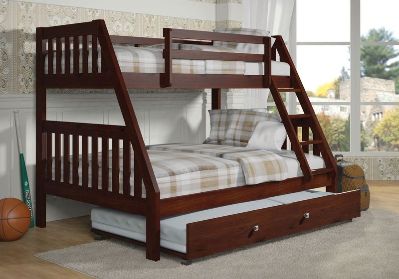 Donco Trading Company Mission Twin Over Full Bunk Bed With Twin Trundle Bed