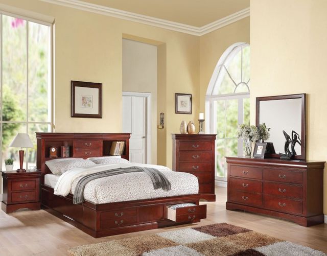 ACME Furniture Louis Philippe III Cherry Queen Bed | Wood's Furniture