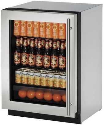 U-Line 2000 Series 4.9 Cu. Ft. Glass Door Refrigerator-Stainless Steel