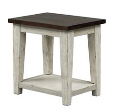 Liberty Furniture Lancaster Weathered Bark End Table with Antique White Base