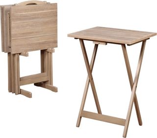 Linon Driftwood Acacia Tray Table Set